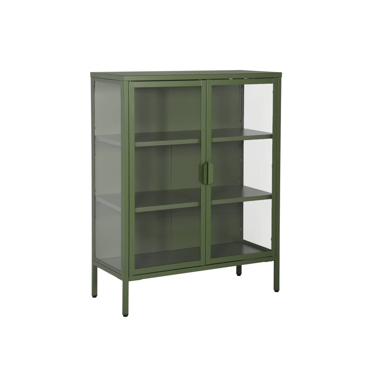 Vitrina de acero y vidrio templado de 2 puertas, 80cm verde - 80x35x102 cm