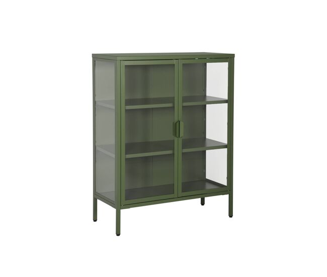 Vitrina de acero y vidrio templado de 2 puertas, 80cm verde - 80x35x102 cm
