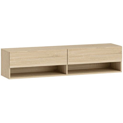 HOMCOM Móvel de TV de Parede Móvel de TV para Sala de Estar com 2 Compartimentos e 2 Armários com Portas Móvel para Televisores de 60 Polegadas 140x32x31 cm Madeira