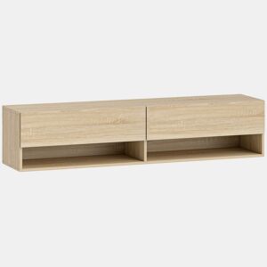 HOMCOM Móvel de TV de Parede Móvel de TV para Sala de Estar com 2 Compartimentos e 2 Armários com Portas Móvel para Televisores de 60 Polegadas 140x32x31 cm Madeira