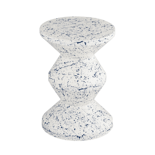 Mesa auxiliar em aço esmaltado de padrão salpicado, Zina, Azul, 33x33x47 cm