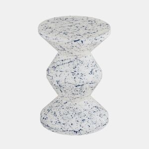Mesa auxiliar em aço esmaltado de padrão salpicado, Zina, Azul, 33x33x47 cm