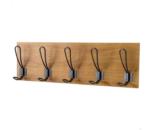 Max home perchero pared madera 5 ganchos 47x7x15 cm