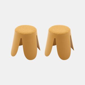 Banco empilhável infantil boucle texturizado, set de 2, Niki kids, Mostarda, 25x25x31 cm