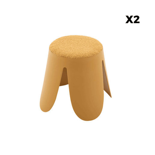 Banco empilhável infantil boucle texturizado, set de 2, Niki kids, Mostarda, 25x25x31 cm