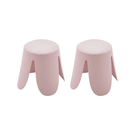Banco empilhável infantil boucle texturizado, set de 2, Niki kids, Rosa pálido, 25x25x31 cm