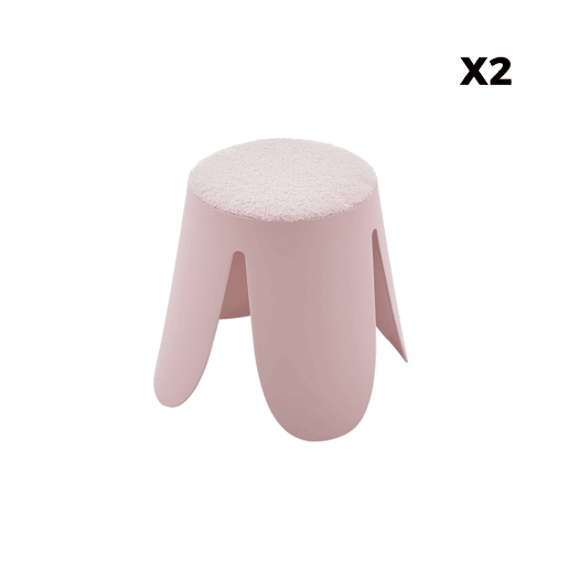 Banco empilhável infantil boucle texturizado, set de 2, Niki kids, Rosa pálido, 25x25x31 cm