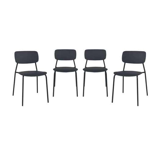 Cadeira de jardim empilhável em aço, set de 4, Liva, Antracite, 49x44x78.5 cm