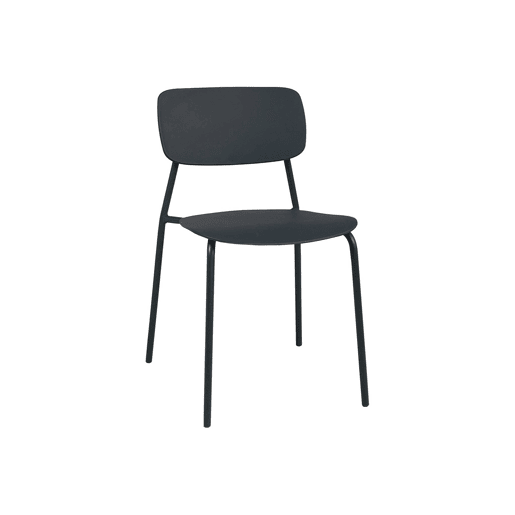Cadeira de jardim empilhável em aço, set de 4, Liva, Antracite, 49x44x78.5 cm