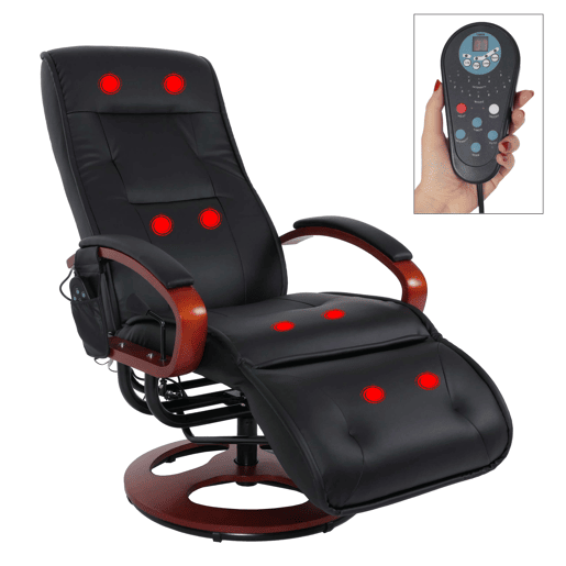Poltrona de relaxamento com função de massagem 9 programas 5 níveis de intensidade couro preto 04_0006381
