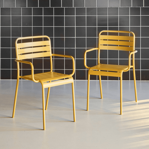 Cadeira de jardim em aço, set de 2, Amelia, Ocre, 50.4x53x79.5 cm Cadeira de jardim em aço, set de 2, Amelia, Ocre, 50.4x53x79.5 cm