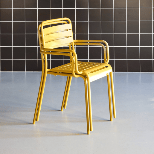 Cadeira de jardim em aço, set de 2, Amelia, Ocre, 50.4x53x79.5 cm Cadeira de jardim em aço, set de 2, Amelia, Ocre, 50.4x53x79.5 cm