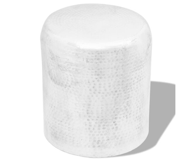 Taburete/mesa de centro de aluminio martillado plateado