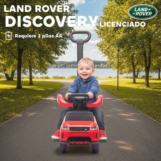AIYAPLAY Carro Andador 2 em 1 para Crianças de 18-36 Meses Carro Andador Land Rover Discovery com Espaço de Armazenamento Buzina Volante Pega de Empurrar e Barra Removíveis 84x40x94,5 cm Vermelho