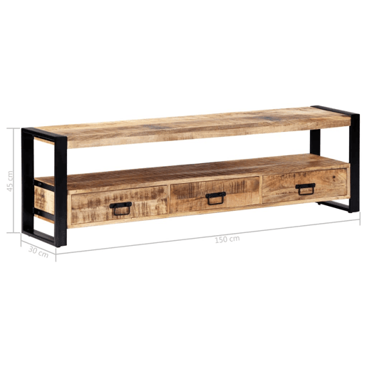 Prático móvel de buffet para TV de design em madeira de mangueira maciça de 150 cm 2502013