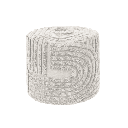 Pufe redondo boucle tufado, Nuba, Branco, 43x43x37 cm