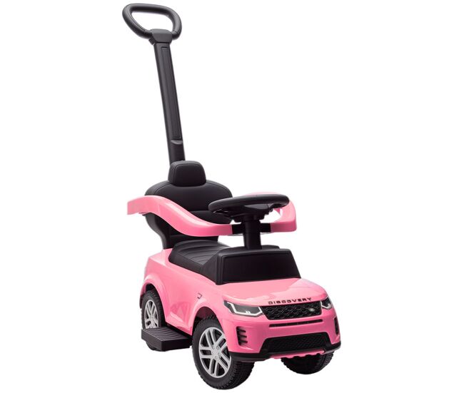 Aiyaplay coche correpasillos 2 en 1 para niños de 18-36 meses land rover discovery, correpasillos con espacio de almacenaje, bocina, volante, mango de empuje y barandilla extraíbles, rosa
