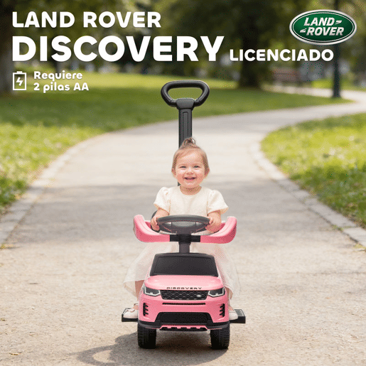 AIYAPLAY Carro Andador 2 em 1 para Crianças de 18-36 Meses Carro Andador Land Rover Discovery com Espaço de Armazenamento Buzina Volante Pega de Empurrar e Barra Removíveis 84x40x94,5 cm Rosa