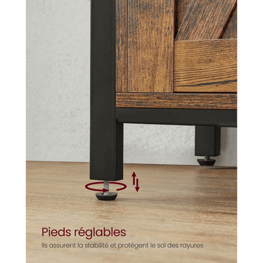 Aparador para sala de jantar armário de cozinha armário de armazenamento portas de celeiro deslizantes prateleira ajustável estilo industrial para sala de estar 100 x 33 x 80 cm marrom rústico e preto 12_0004529