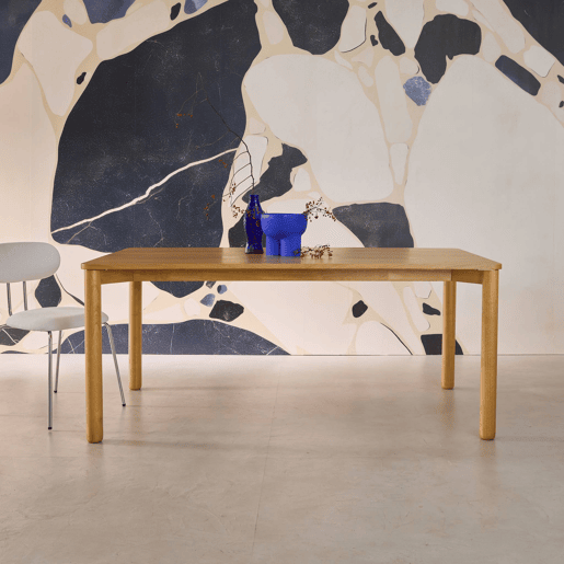Mesa de jantar retangular madeira para 6 lugares, Solene, Natural, 180x100x75 cm