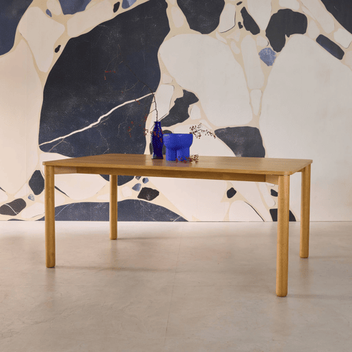 Mesa de jantar retangular madeira para 6 lugares, Solene, Natural, 180x100x75 cm