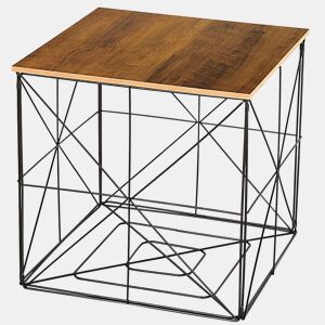 Max Home Mesa de apoio em madeira e metal com arrumação 38x38x38 cm