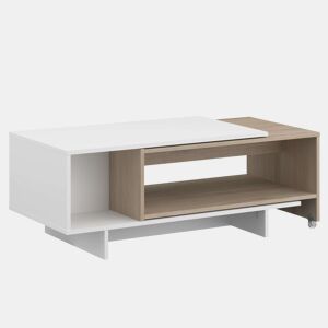 Mesa de centro Lugo para sala de estarjantar, mesa extensível, branca e carvalho japonês, 110-149 x 40 x 50 cm