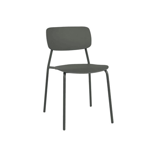 Cadeira de jardim empilhável em aço, set de 4, Liva, Verde caqui, 49x44x78.5 cm