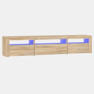 Móvel de TV multimídia prateleira de televisão televisão buffet sala de jantar sala de estar quarto com luzes LED sonoma carvalho 195 x 35 x 40 cm marrom 02_0026766