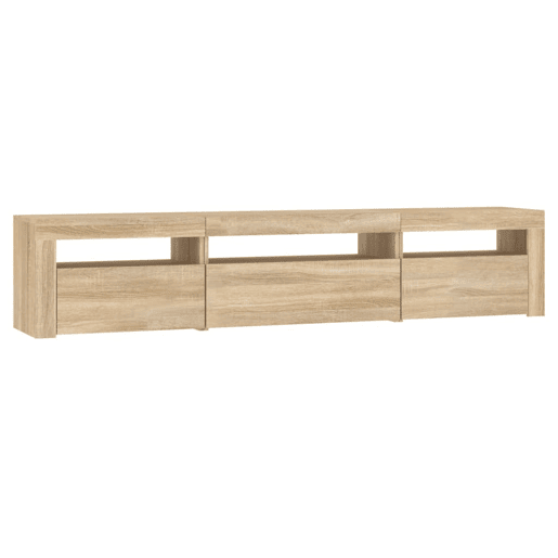 Móvel de TV multimídia prateleira de televisão televisão buffet sala de jantar sala de estar quarto com luzes LED sonoma carvalho 195 x 35 x 40 cm marrom 02_0026766