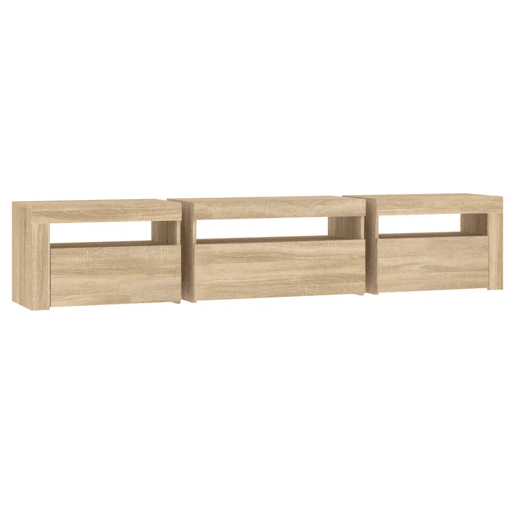 Móvel de TV multimídia prateleira de televisão televisão buffet sala de jantar sala de estar quarto com luzes LED sonoma carvalho 195 x 35 x 40 cm marrom 02_0026766