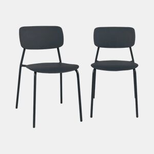 Cadeira de jardim empilhável em aço, set de 2, Liva, Antracite, 49x44x78.5 cm