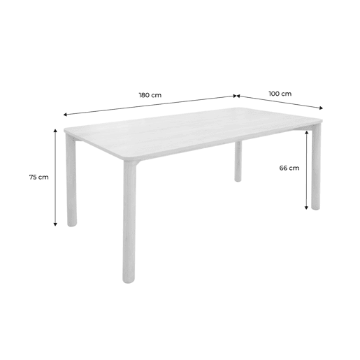 Mesa de jantar retangular madeira para 6 lugares, Solene, Preto, 180x100x75 cm