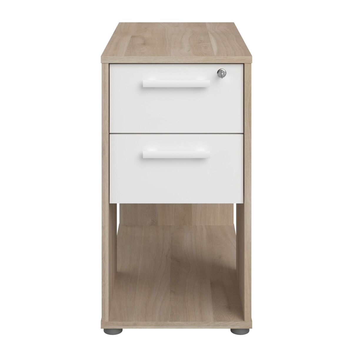 Cajonera de oficina, cajonera escritorio, archivador veltis 2 cajones, cerradura roble japonés y blanco 39,4x73x80 cm