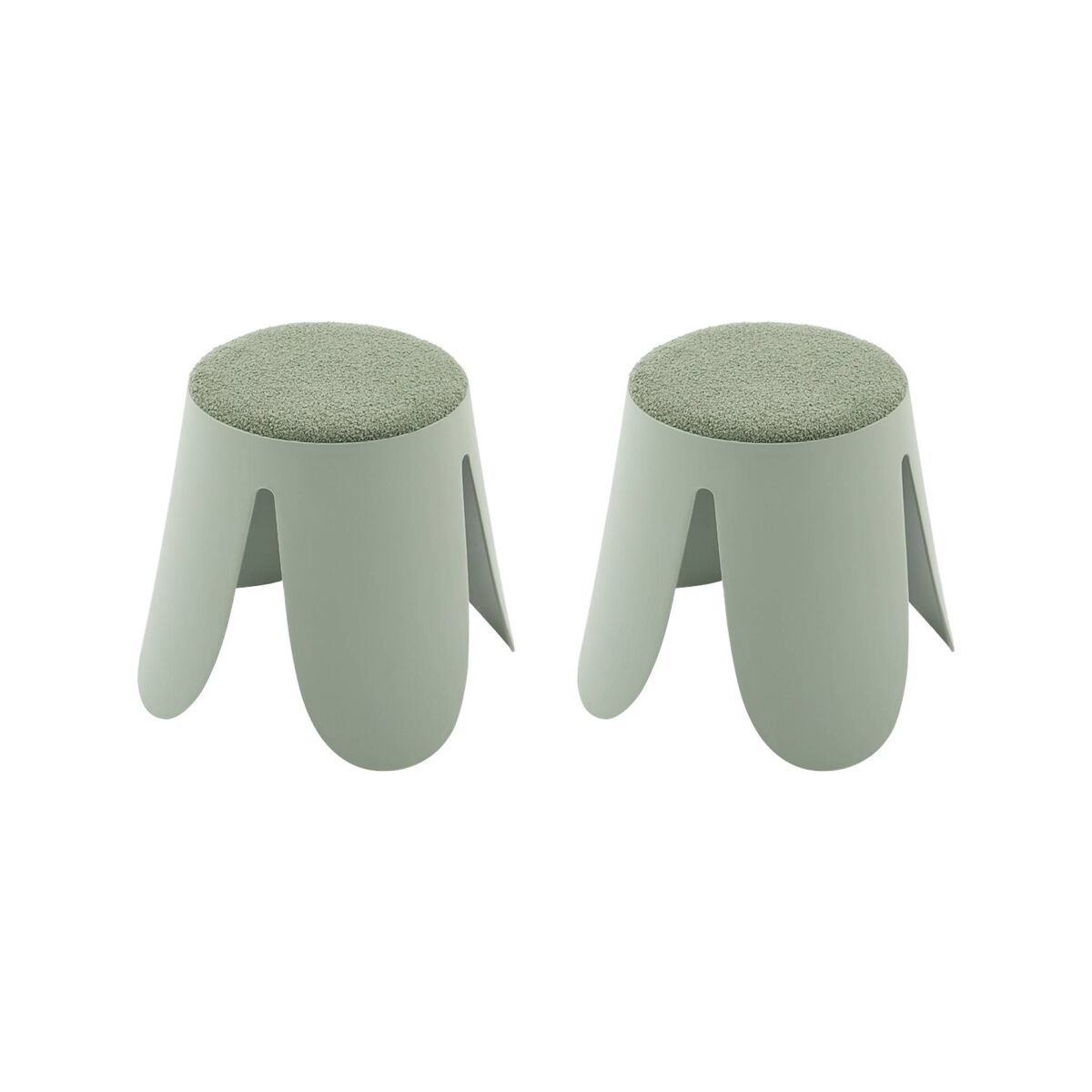 Taburete apilable infantil borreguito texturizada, set de 2 verde celadón - 25x25x31 cm