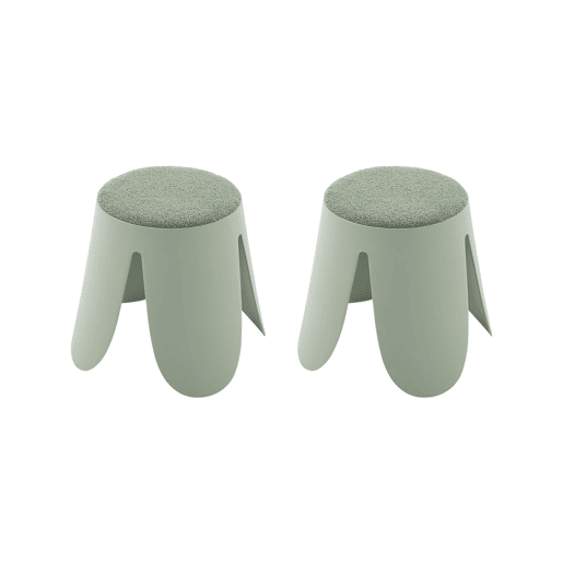 Banco empilhável infantil boucle texturizado, set de 2, Niki kids, Verde celadon, 25x25x31 cm