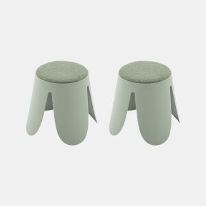 Banco empilhável infantil boucle texturizado, set de 2, Niki kids, Verde celadon, 25x25x31 cm