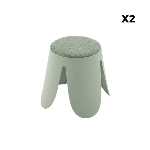 Banco empilhável infantil boucle texturizado, set de 2, Niki kids, Verde celadon, 25x25x31 cm