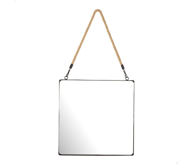 Max home espejo pared cuadrado 30x30 cm con marco metal y cuerda