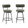 Banqueta de bar assento giratório metal e tecido, set de 2, Iris, Verde, 45x50x92 cm