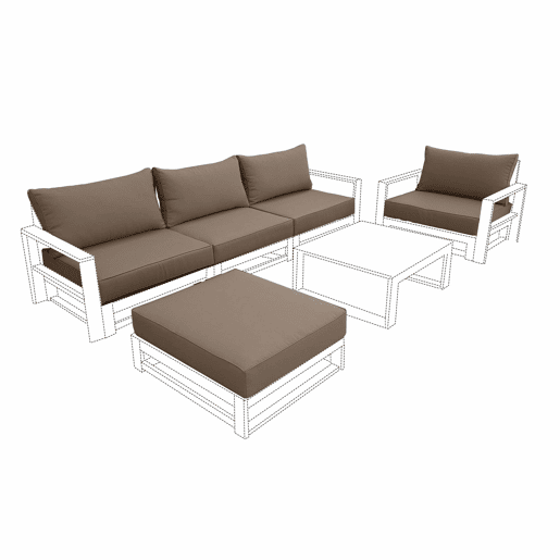 Capas de almofada para mobiliário de jardim, Mendoza, Taupe, 14x85x74 cm