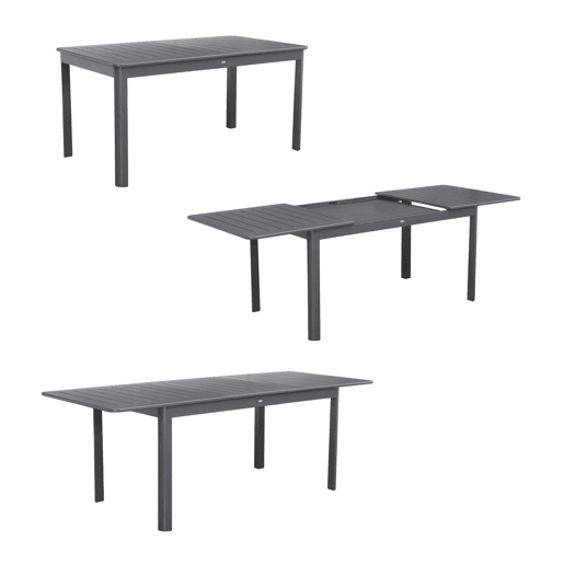 Mesa de jardim extensível em alumínio, 6 lugares, Seattle, Antracite, 218.5x89x75 cm