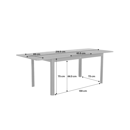 Mesa de jardim extensível em alumínio, 6 lugares, Seattle, Antracite, 218.5x89x75 cm