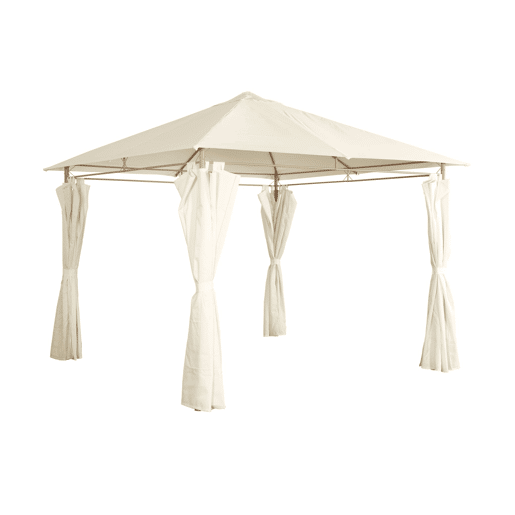 Pérgola de 3x3m com cortinas, Elusa, Cru, 299x299x262 cm