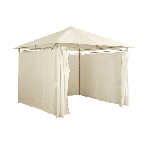 Pérgola de 3x3m com cortinas, Elusa, Cru, 299x299x262 cm