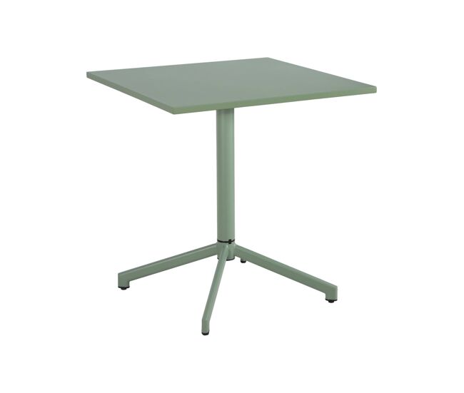 Mesa de jardín bistró cuadrada plegable de acero, 2 personas verde grisáceo - 70x70x74 cm