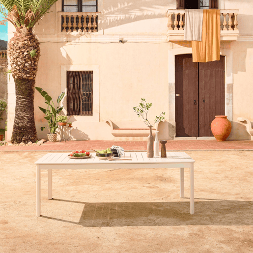 Mesa de jardim extensível em alumínio, 10 lugares, Seattle 290cm, Beige, 290x100x75 cm