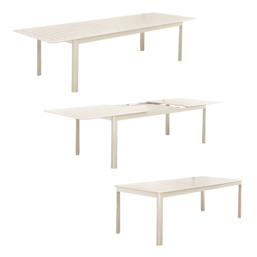 Mesa de jardim extensível em alumínio, 10 lugares, Seattle 290cm, Beige, 290x100x75 cm