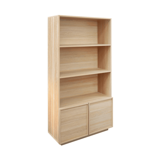 Estantes de biblioteca efeito madeira 2 portas 5 níveis, Kuba, Natural, 80x35x160 cm