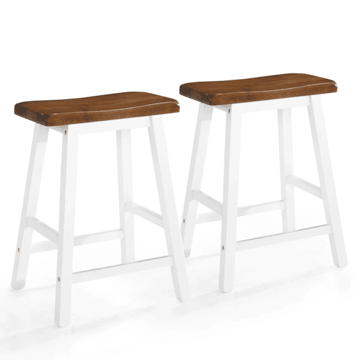 Conjunto de dois bancos de bar de design, cadeira, assento de madeira maciça 1202055